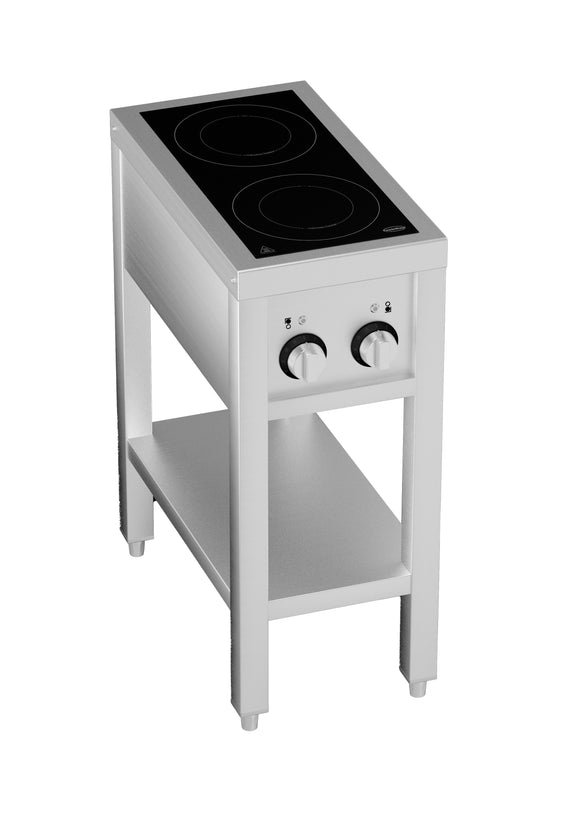 Induksjonskommen 2 kokeplatter med åpen ramme