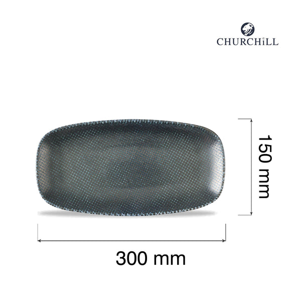 Astro Metallic Blå Rektangulær Tallerken, 300x150mm, Min. kjøp: 6