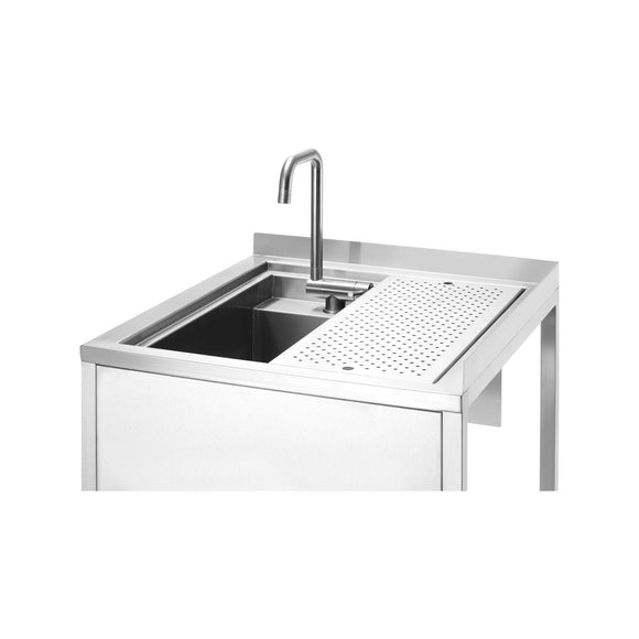 Oksygenhjørnestasjon med skjult oppvaskkum og muggeskyllemaskin, 650x650x(h)900mm