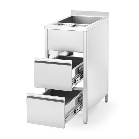 Boston forsyningsstasjon med isbrønn for vask og oppbevaring, 400x650x(h)900mm