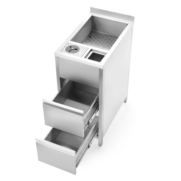 Boston forsyningsstasjon med isbrønn for vask og oppbevaring, 400x650x(h)900mm