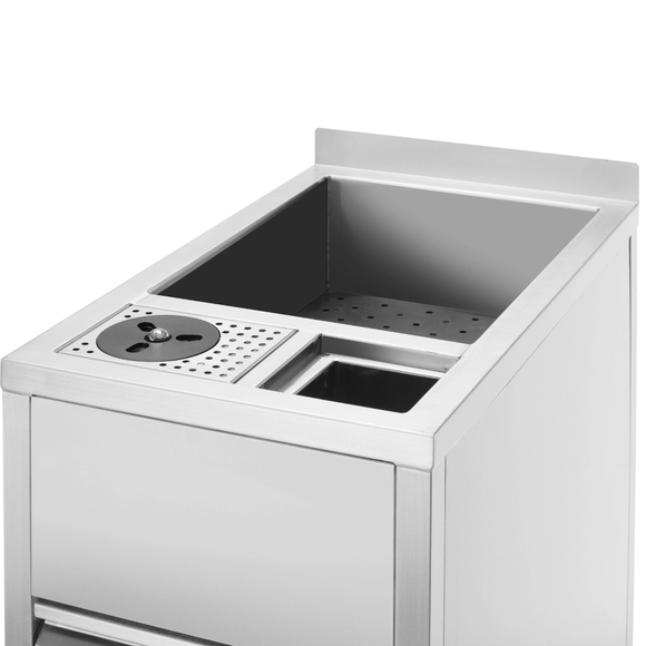 Boston forsyningsstasjon med isbrønn for vask og oppbevaring, 400x650x(h)900mm