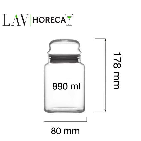 Phuket glasskrukke med lokk, 890 ml, LAV, Min. kjøp: 6