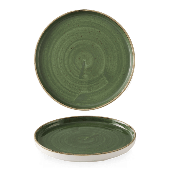 Steinstøpt tallerken med syrgrønn kant, 260 mm, Min. kjøp: 6