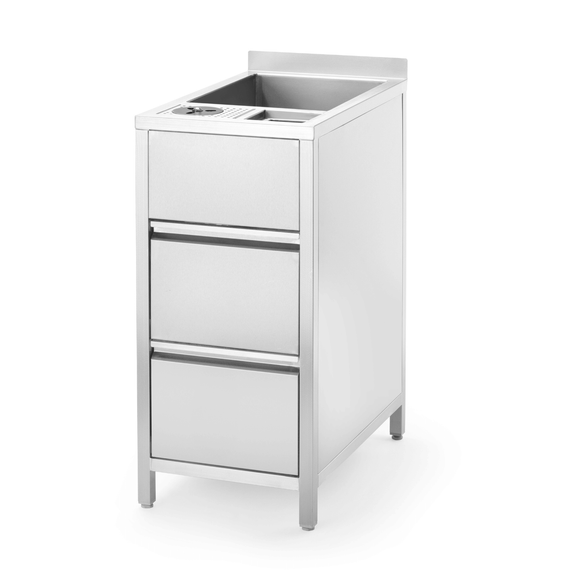 Boston forsyningsstasjon med isbrønn for vask og oppbevaring, 400x650x(h)900mm