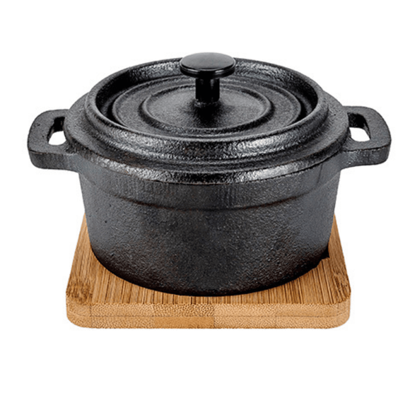 Suppeskål i støpejern med trebunn, 250 ml 135 x 105 (H) 80 mm