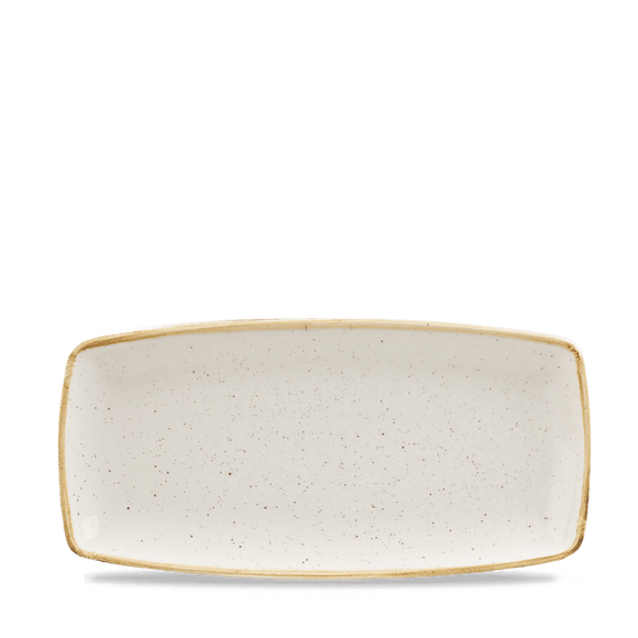 Støpt bygg Hvit avlang tallerken, 295x140mm, Min. kjøp: 6