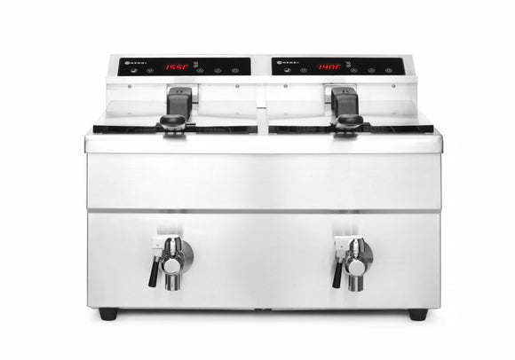Induksjon Frityr koker med avløpskran - 2 x 8 L, 16L, 230V/7000W, 580x485X (H) 406mm