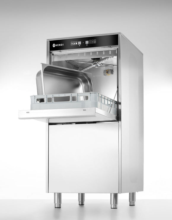 Oppvaskmaskin 50x60 for brett og potter - elektronisk kontrollert, med vaskemiddeldoseringssystem og avløpspumpe, 400V/7100W, 595x730X (H) 1340mm