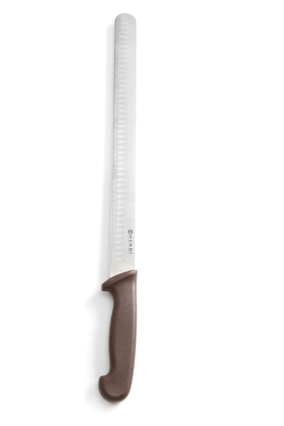 Skinke/lakse kniv med Granton Edge - Brun