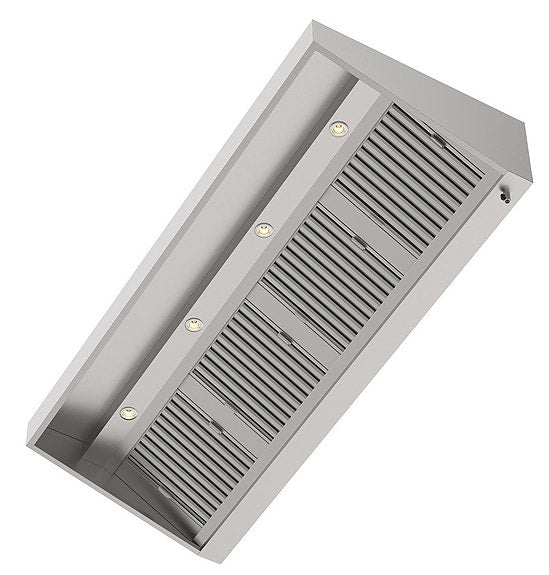 VENTILASJONSHETTE VENTILASJON SKRÅ FRONT MED FILTER OG BELYSNING