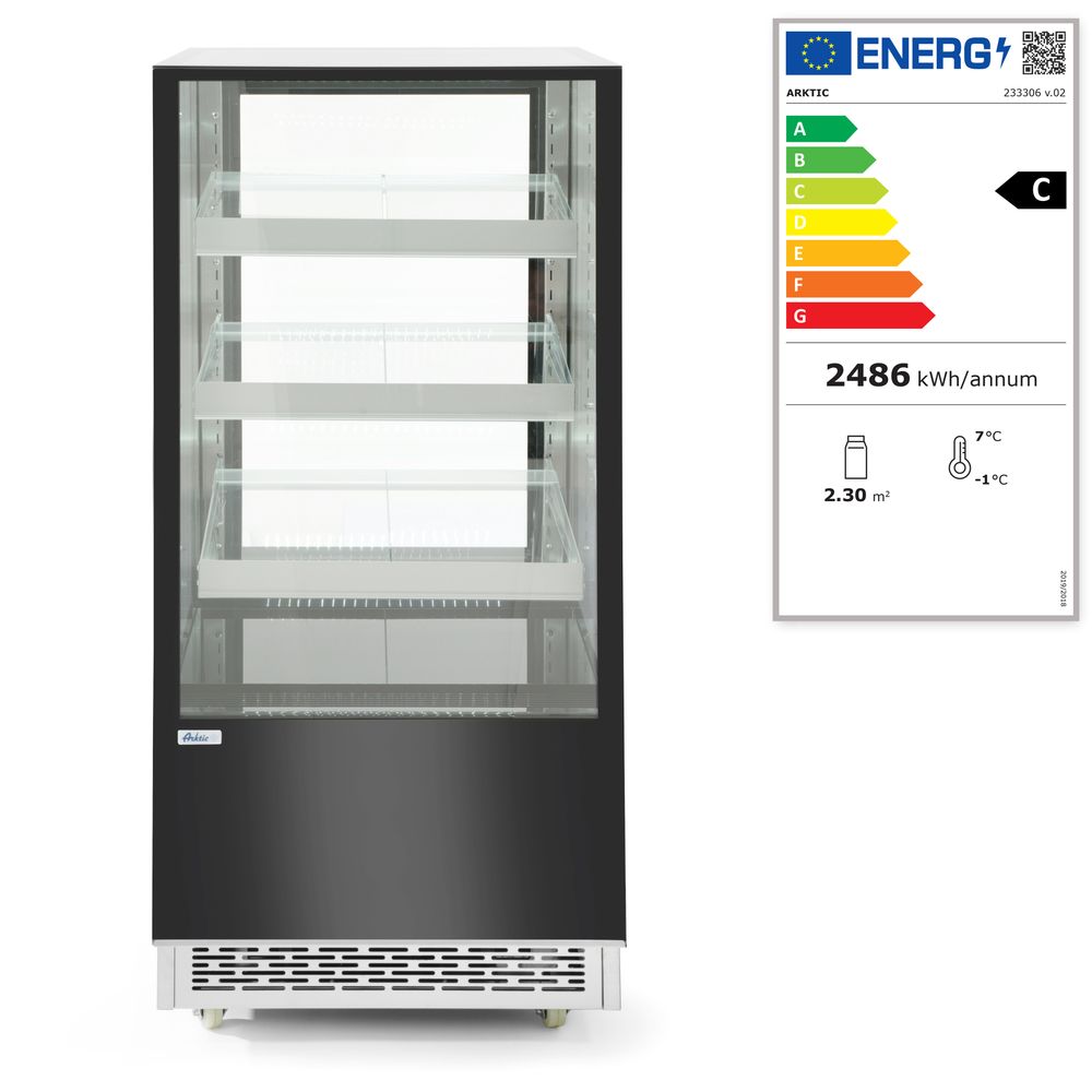 Kjølemonter med 3 skrå hyller, Arktic, 300L, 230V/480W, 650x805X (H) 1445mm