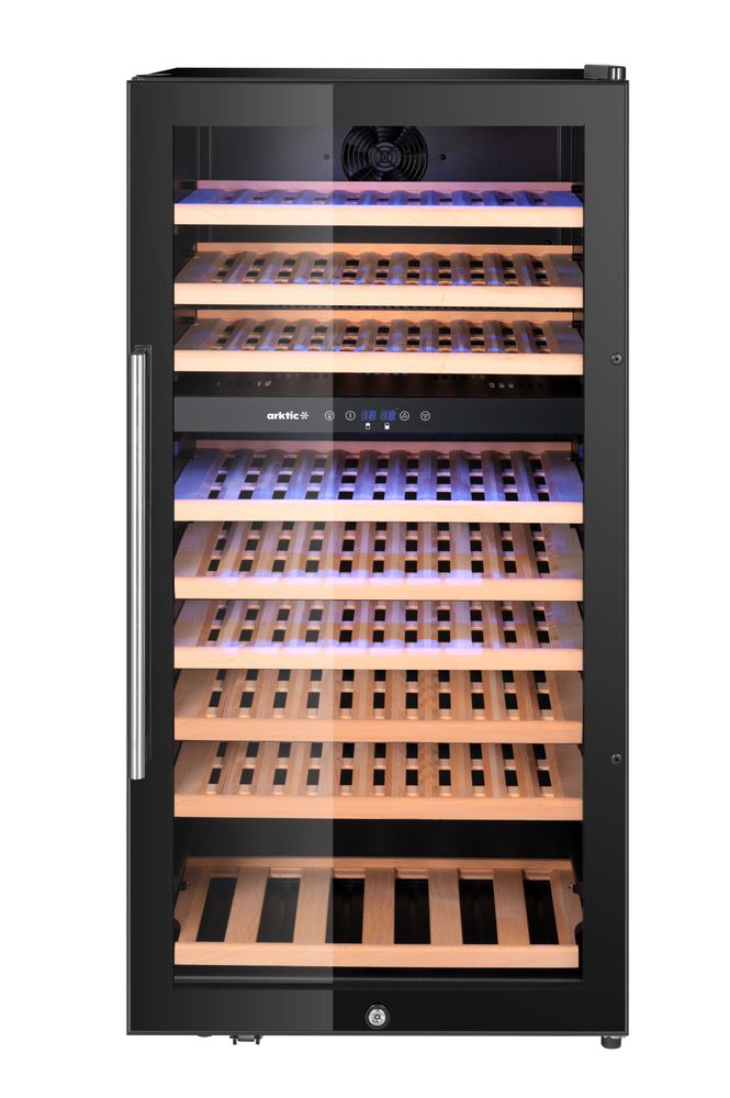 Vinkjøler, 2-sone, 91 flasker, 230L, 569x595x(H)1215mm
