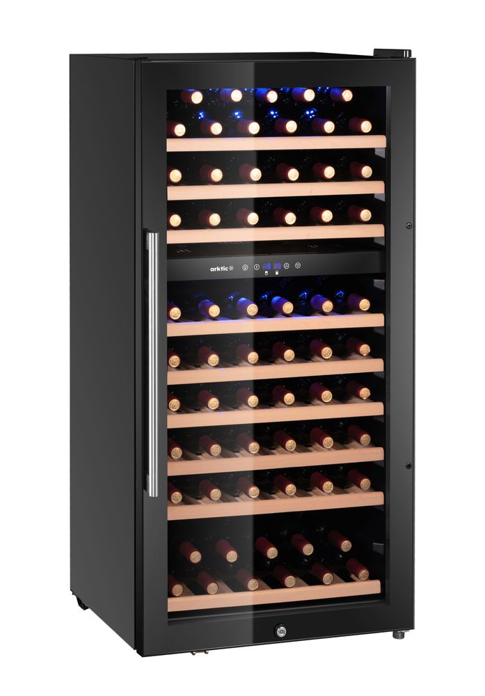 Vinkjøler, 2-sone, 91 flasker, 230L, 569x595x(H)1215mm