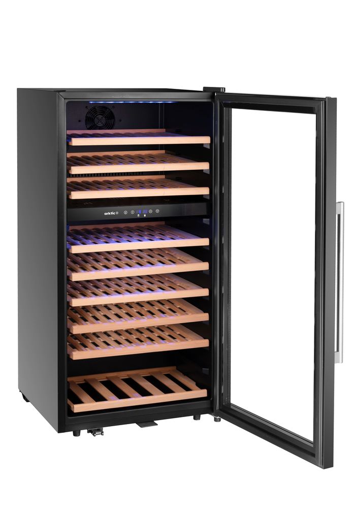 Vinkjøler, 2-sone, 91 flasker, 230L, 569x595x(H)1215mm