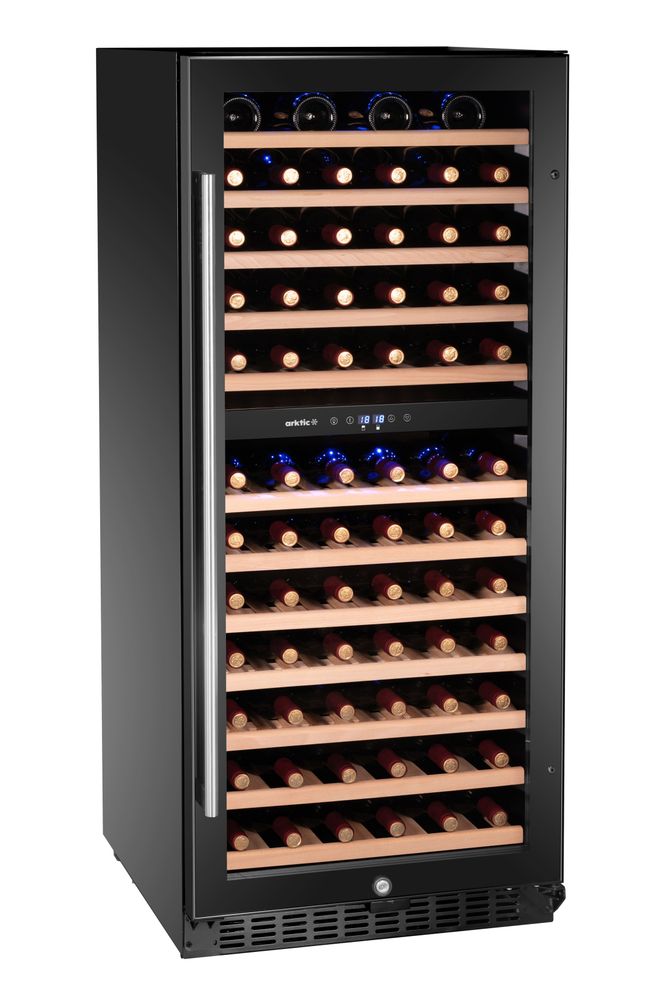 Vinkjøler, 2-sone, 124 flasker, 265L, 569x595x(H)1397mm