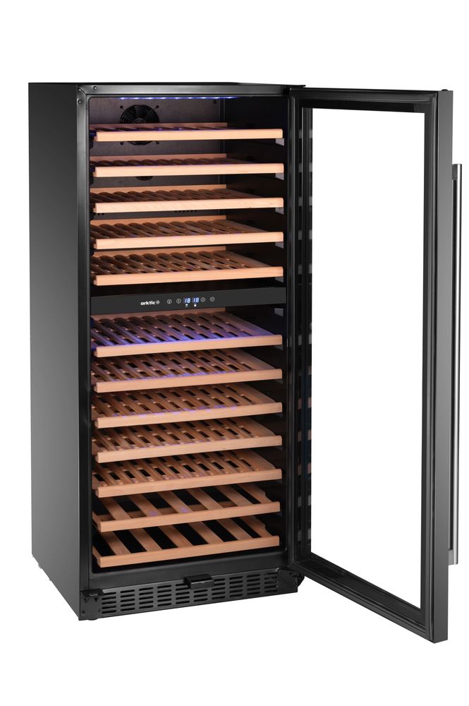 Vinkjøler, 2-sone, 124 flasker, 265L, 569x595x(H)1397mm