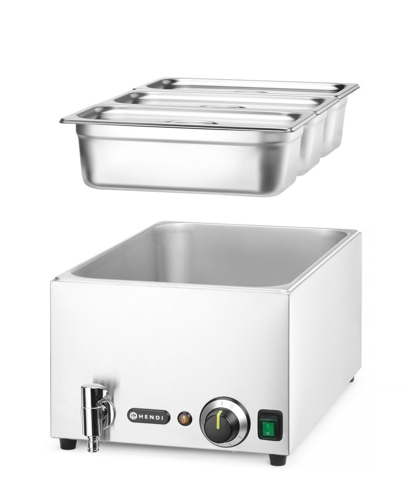 Bain-marie  Ranger sett vannbad med avløpskran + 3x GN 1/3 med lokk, GN 1/1, 230V/1000W, 604x332x(H)242mm