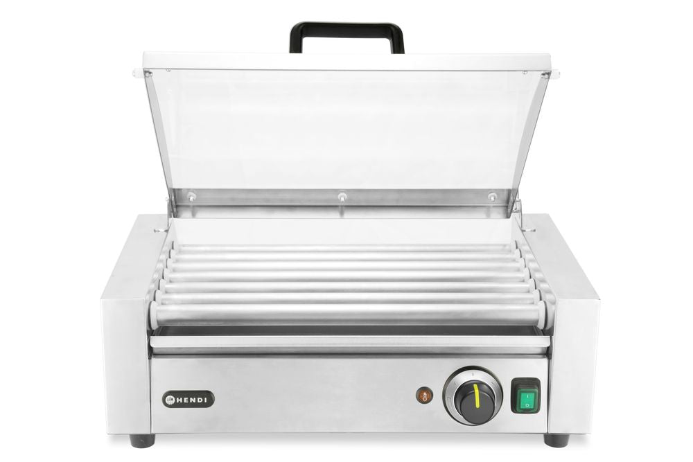 Pølserullegrill, 1-sone med energisparende lokk, 7 ruller, 230V/620W, 566x375x(H)259mm
