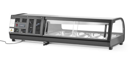 Sushi-display, beholdere inkludert: 4x GN 1/3 (H) 40mm., GN 1/3, 220-240V/190W, 1177x426x(H)296mm