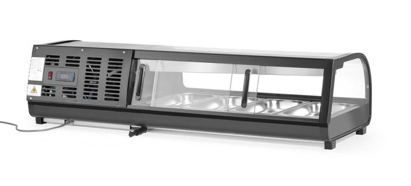 Sushi-display, beholdere inkludert: 4x GN 1/3 (H) 40mm., GN 1/3, 220-240V/190W, 1177x426x(H)296mm