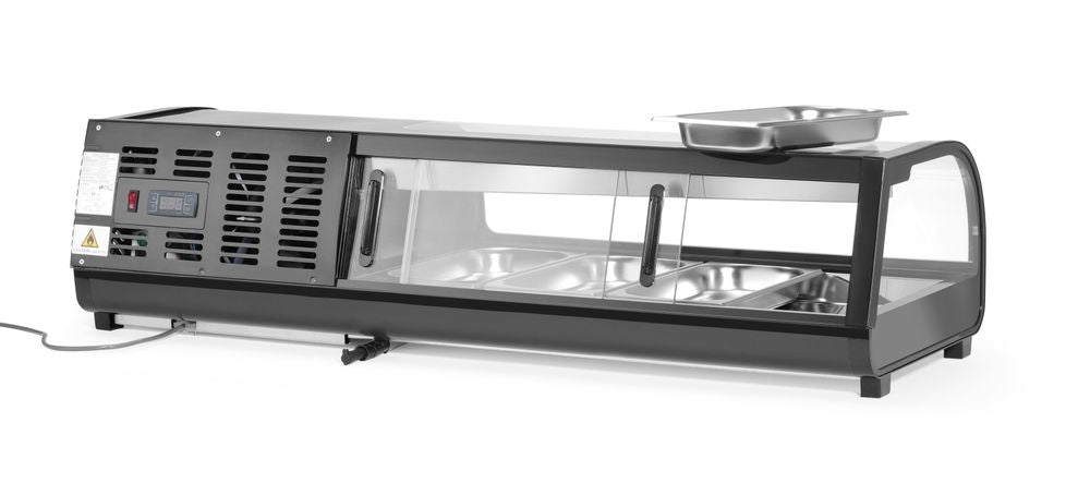 Sushi-display, beholdere inkludert: 4x GN 1/3 (H) 40mm., GN 1/3, 220-240V/190W, 1177x426x(H)296mm