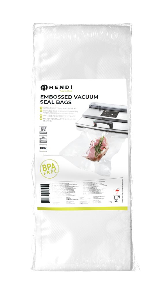 Pregede vakuumforseglingsposer, 100 stk., 150x400mm
