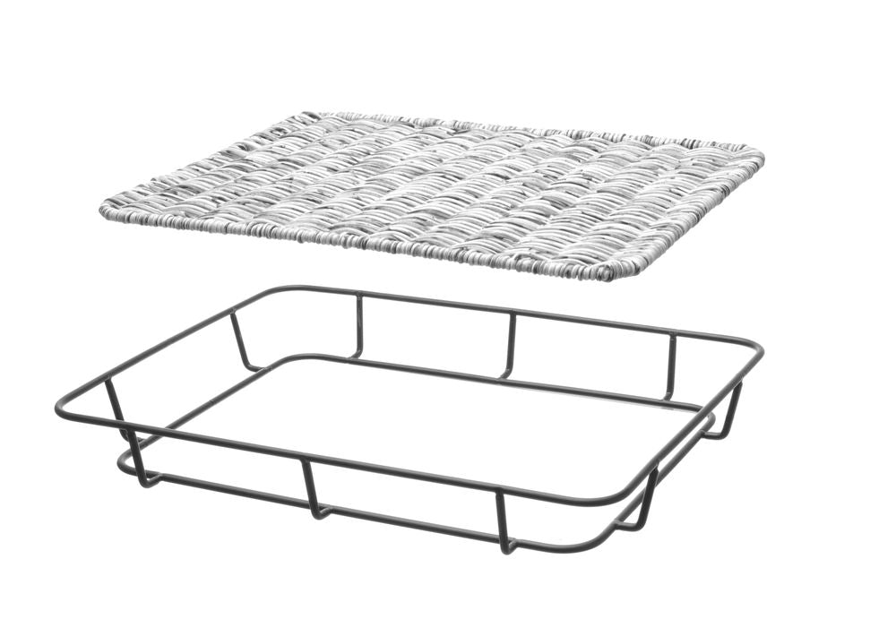 Bakerikurv med rustfritt stål, svart, 400x300x (h) 50mm