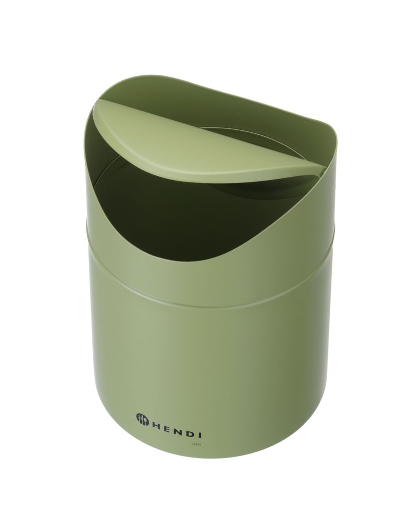 Søppelbøtte på bord med svingdeksel, 1,2L, Grønn, ⌀120x(H)165mm