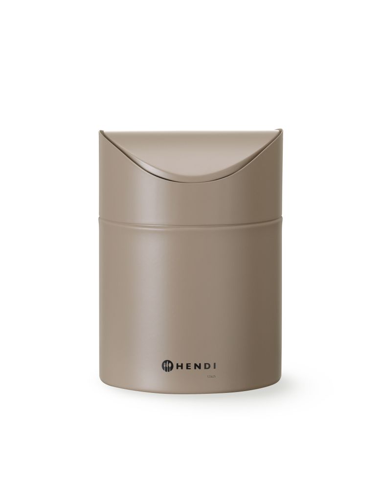 Søppelbøtte på bord med svingdeksel, 1,2L, beige, ⌀120x(H)165mm