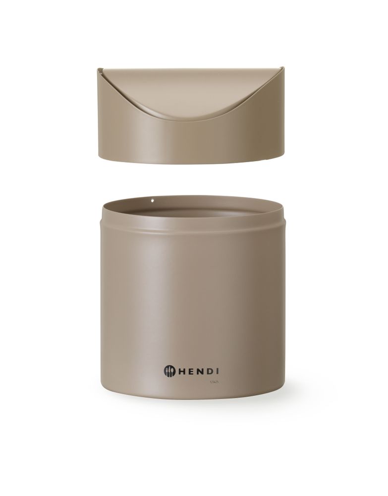 Søppelbøtte på bord med svingdeksel, 1,2L, beige, ⌀120x(H)165mm