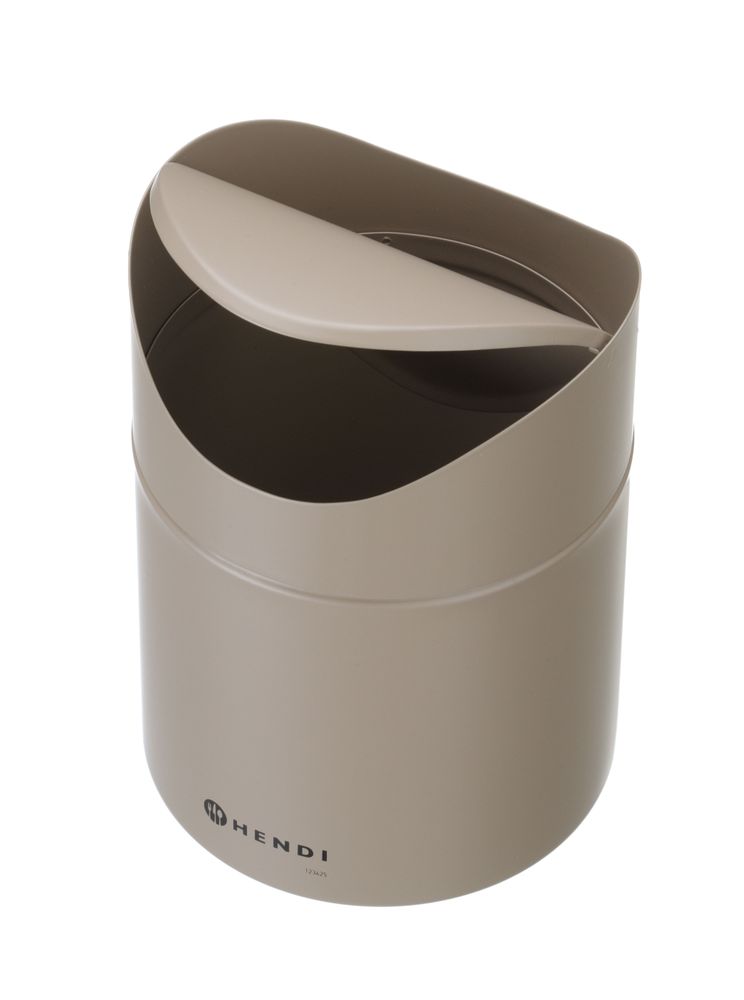 Søppelbøtte på bord med svingdeksel, 1,2L, beige, ⌀120x(H)165mm
