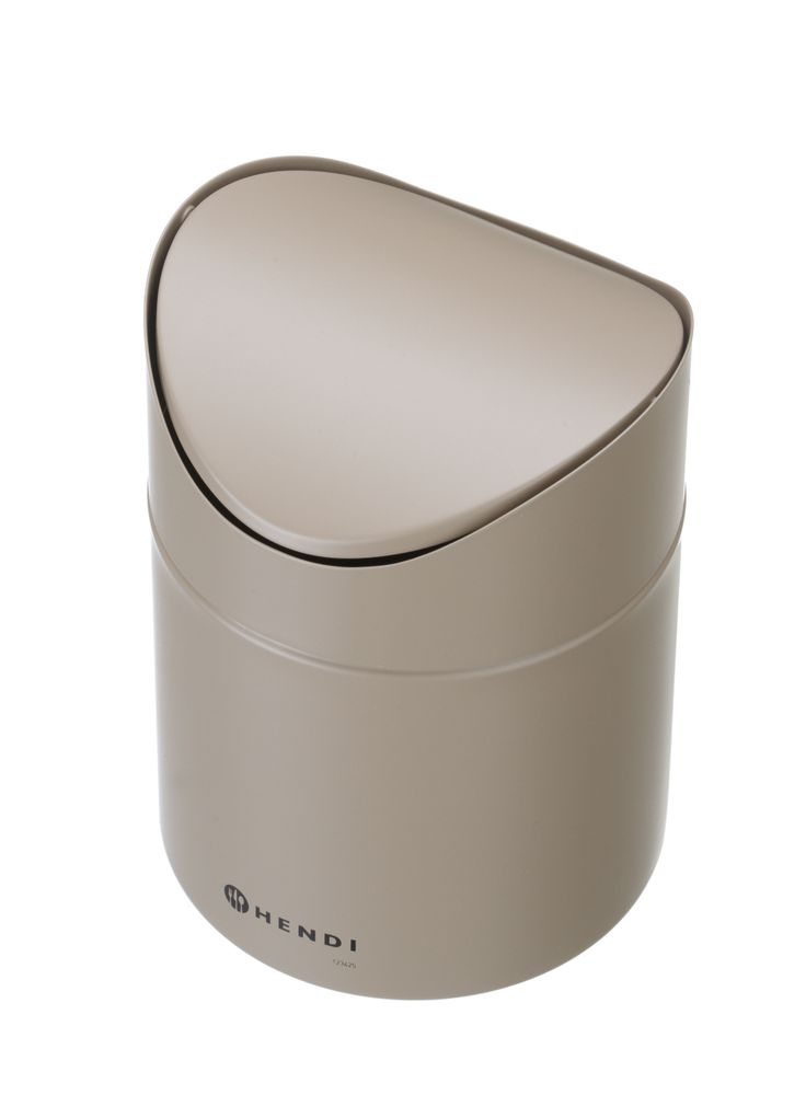 Søppelbøtte på bord med svingdeksel, 1,2L, beige, ⌀120x(H)165mm