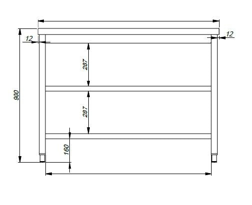 600 arbeidsbord 2 hyller 1100, - for Storkjøkken - XL - Storkjøkken