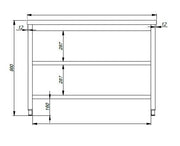 600 arbeidsbord 2 hyller 2000, - for Storkjøkken - XL - Storkjøkken