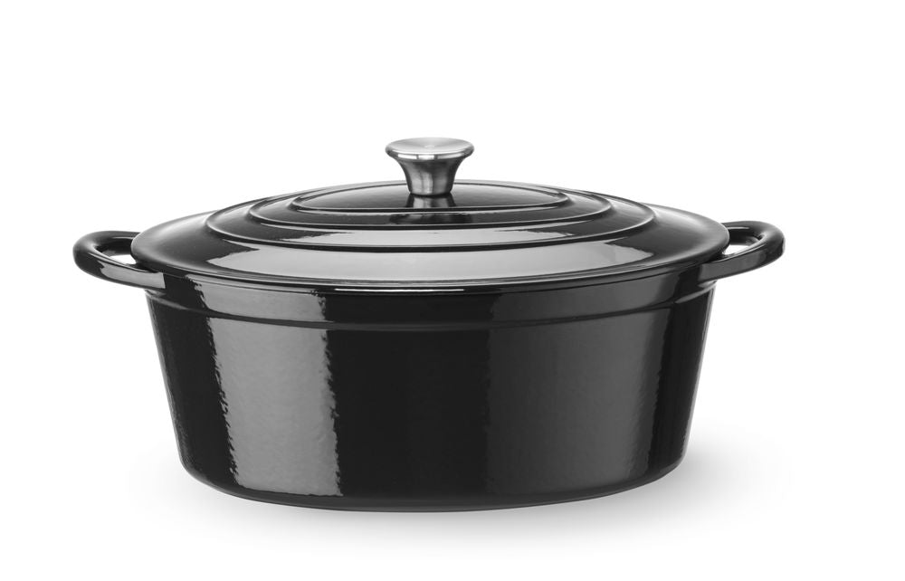 Støpejernsgryte emaljert, 6,88L, 405x255x(H)134mm, oval