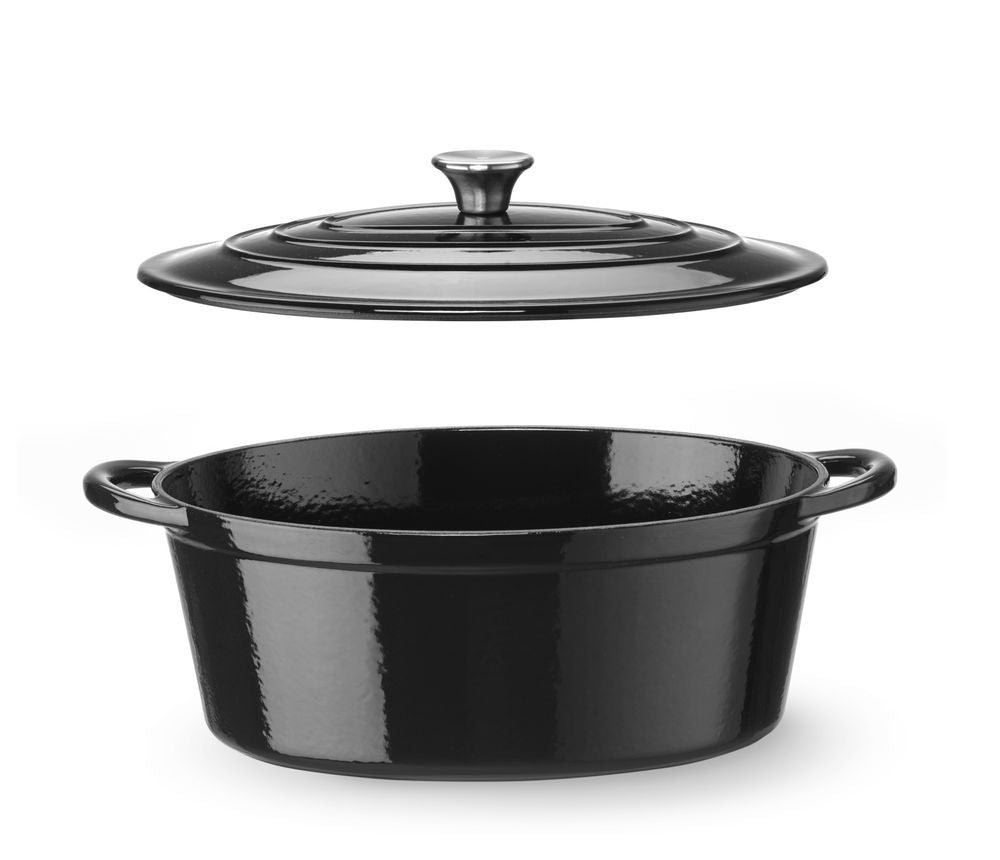 Støpejernsgryte emaljert, 6,88L, 405x255x(H)134mm, oval