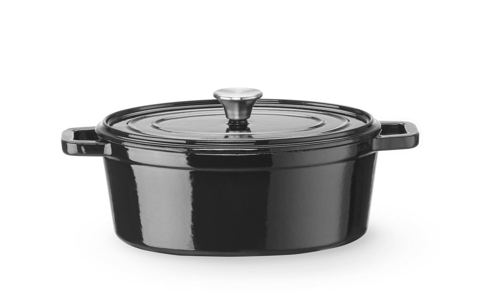 Støpejernsgryte emaljert, 4,4L, 365x290x(H)115mm, Oval