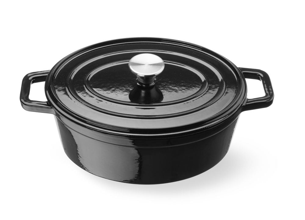 Støpejernsgryte emaljert, 4,4L, 365x290x(H)115mm, Oval