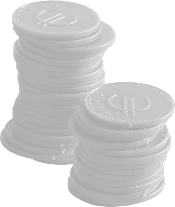 Sjettonger - 100 stk., Bar Up, White, 100 PCs., Ø25mm