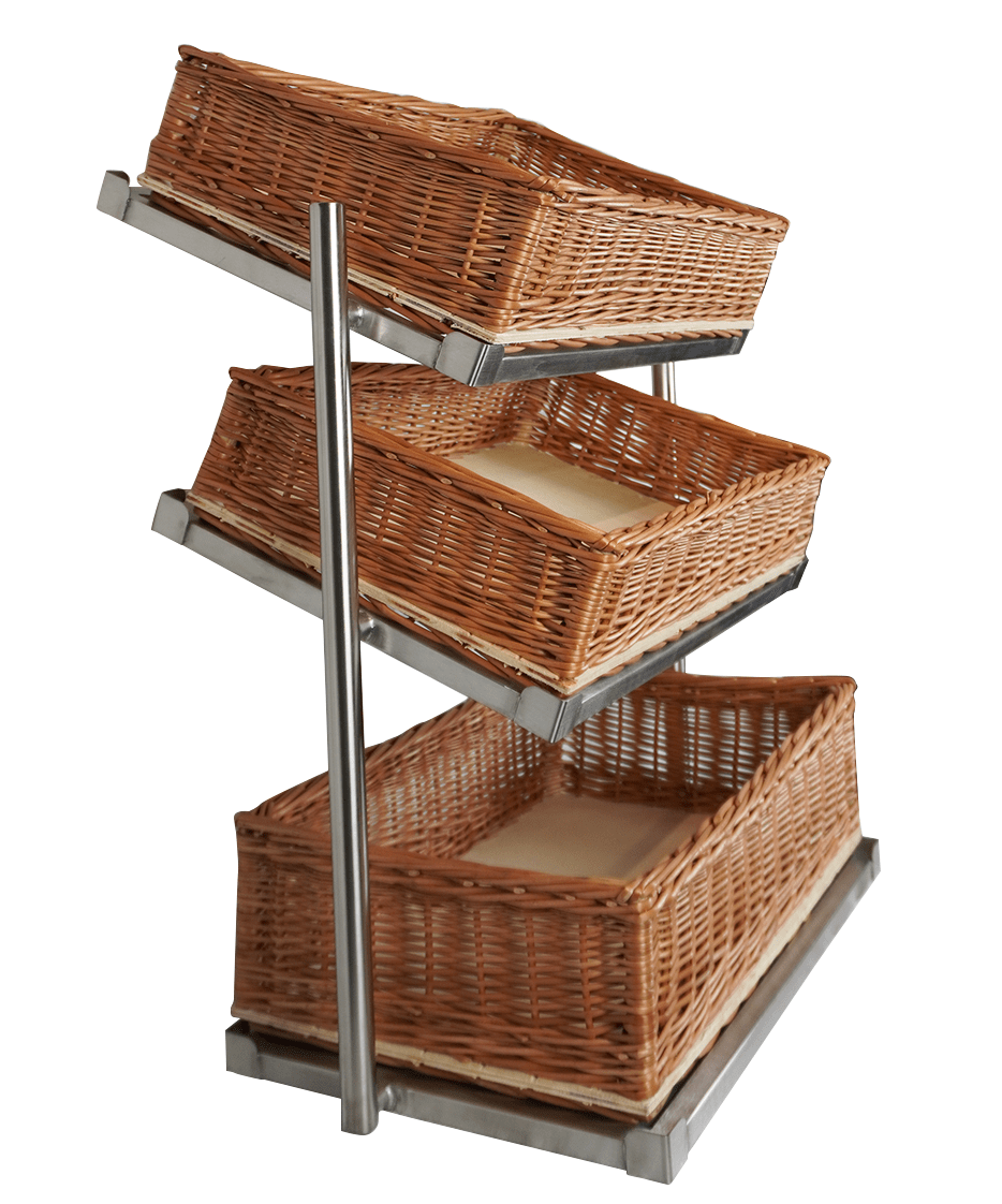 Etasjestativ for brødkurver, 3 nivåer, bred modell, 620x335x760 mm – bilde 5