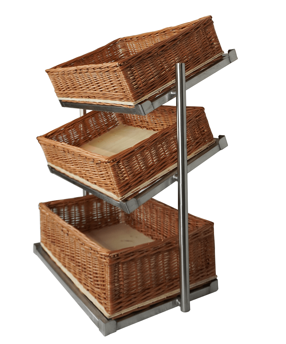 Etasjestativ for brødkurver, 3 nivåer, bred modell, 620x335x760 mm – bilde 7