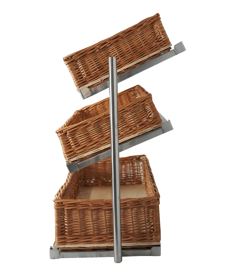 Etasjestativ for brødkurver, 3 nivåer, bred modell, 620x335x760 mm – bilde 8