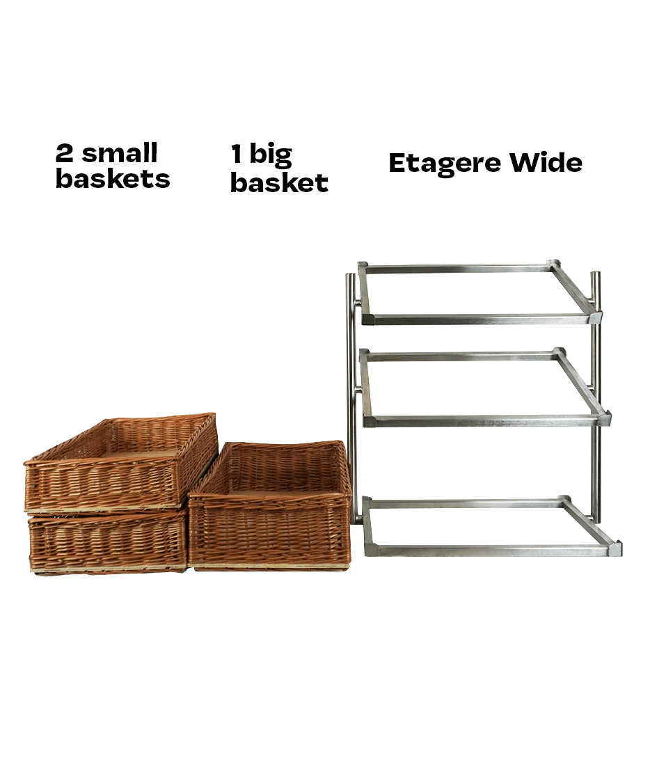 Etasjestativ for brødkurver, 3 nivåer, bred modell, 620x335x760 mm – bilde 9