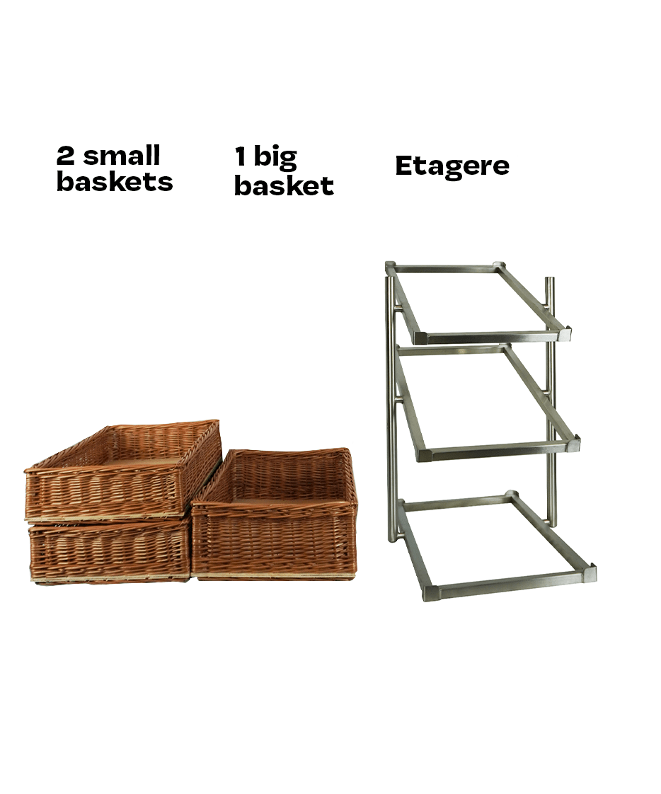 Etasjestativ for brødkurver, 3 nivåer, smal modell, 335x620x760 mm – bilde 8