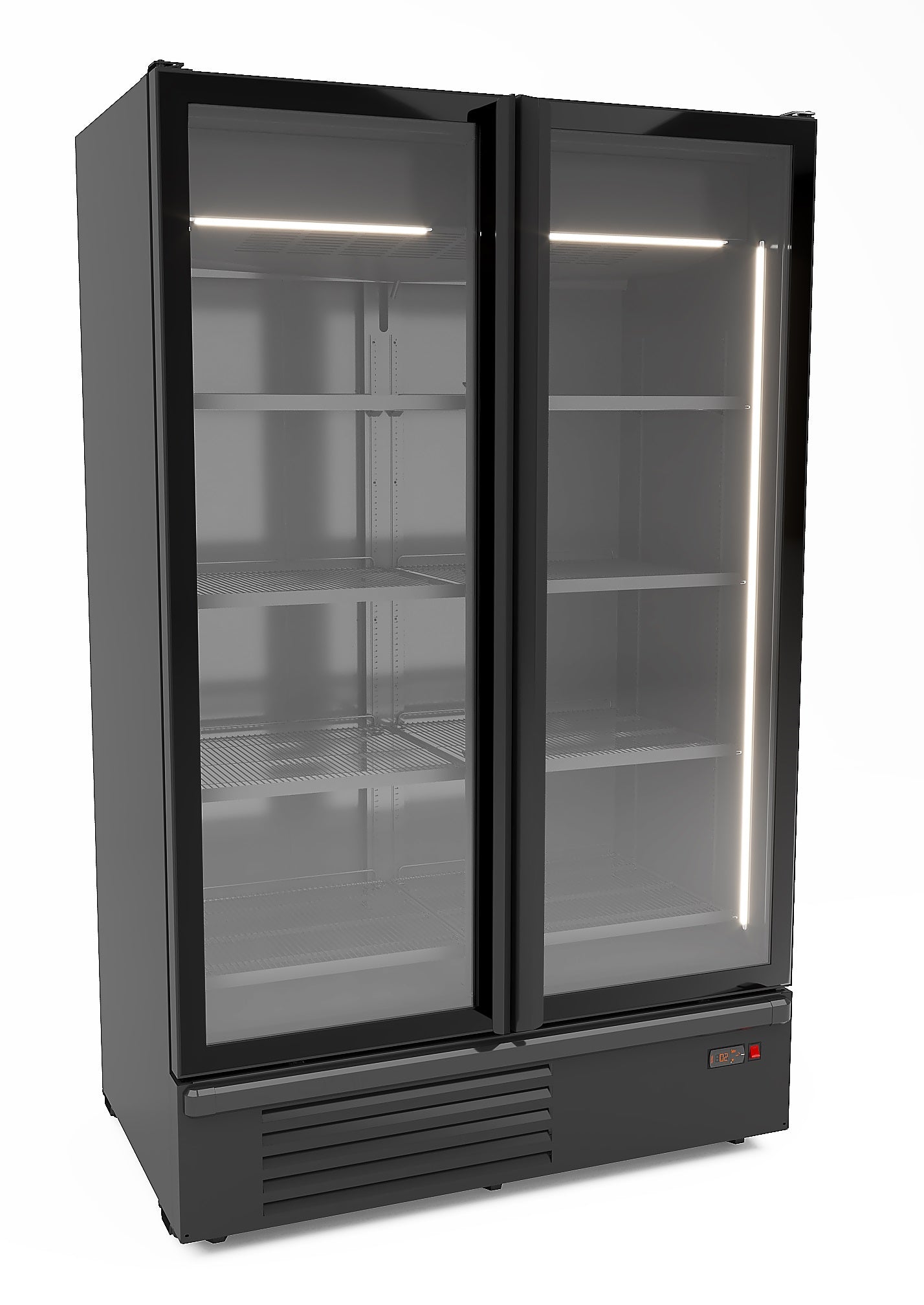 Kjøleskap 2 glassdører sort 1200l