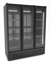 Kjøleskap 3 glassdører 1555L, sort, 1620x790x2082 mm