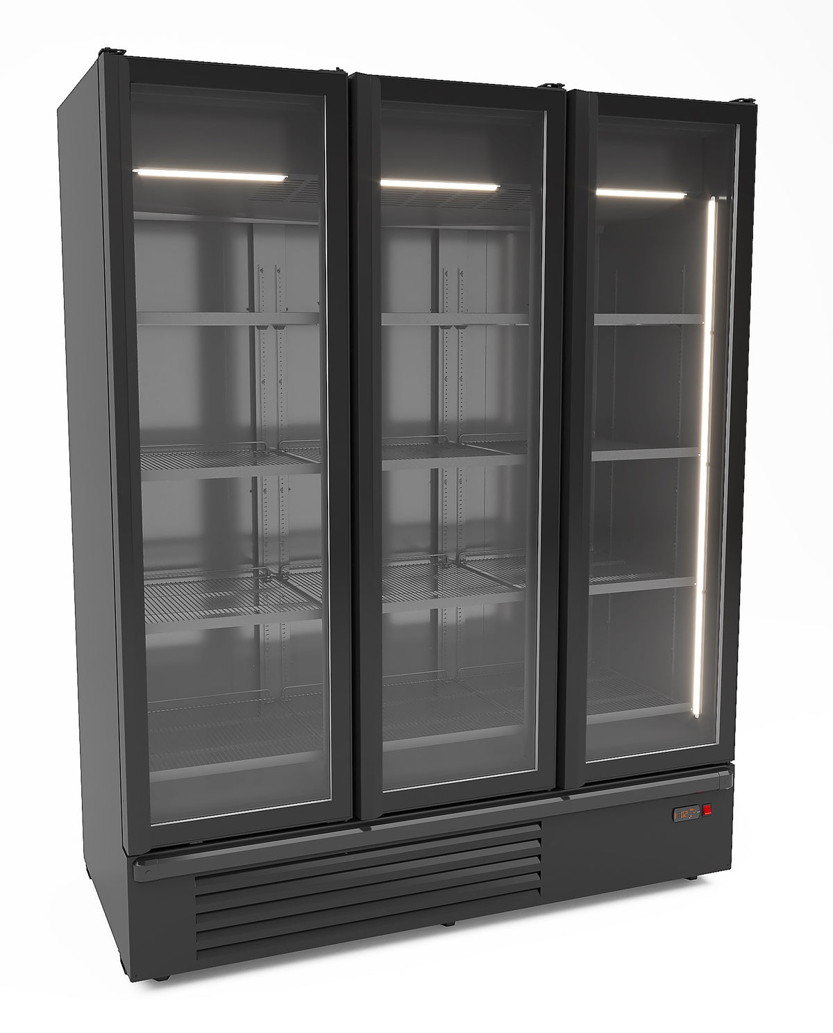 Kjøleskap 3 glassdører 1555L, sort, 1620x790x2082 mm