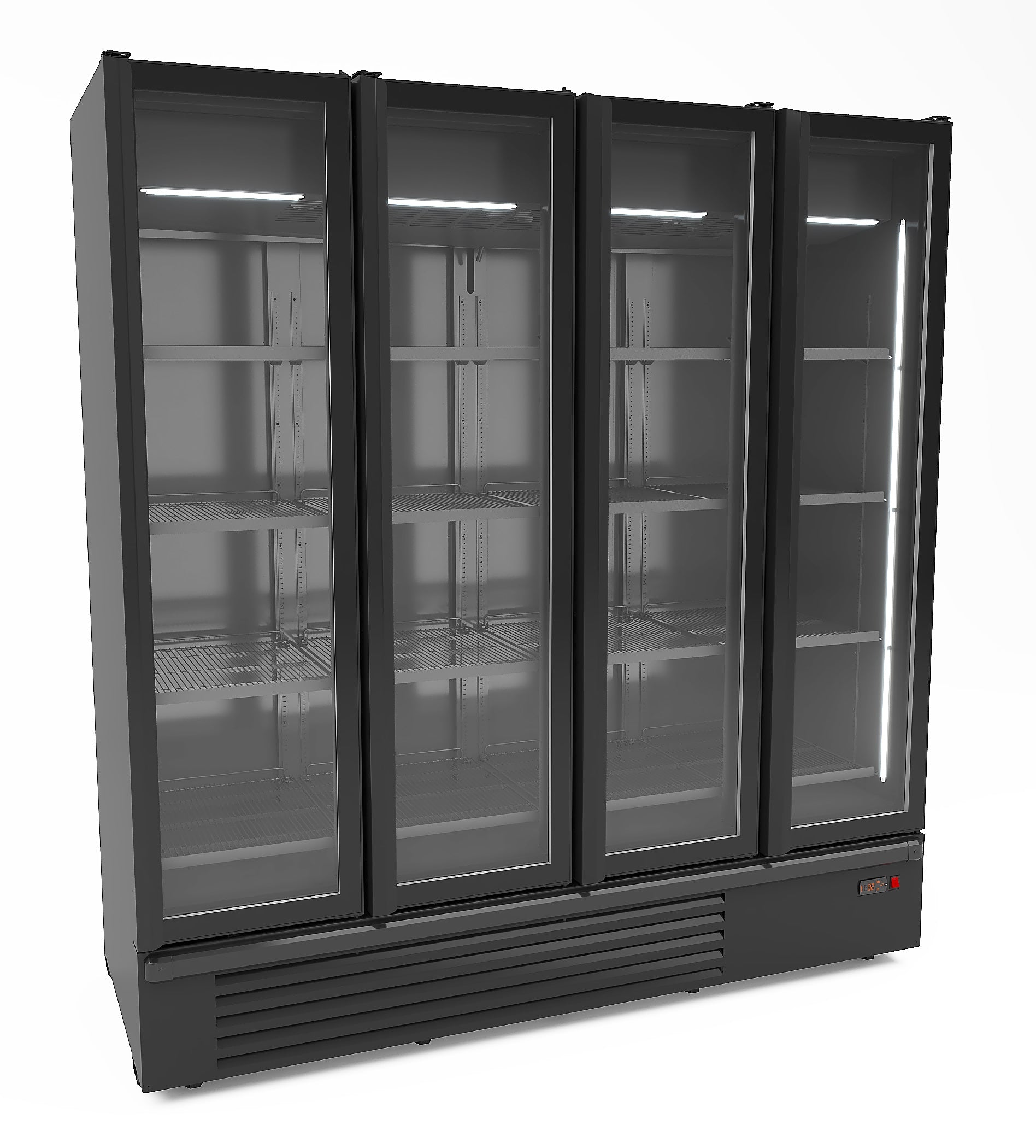Kjøleskap 4 glassdører sort 1850l
