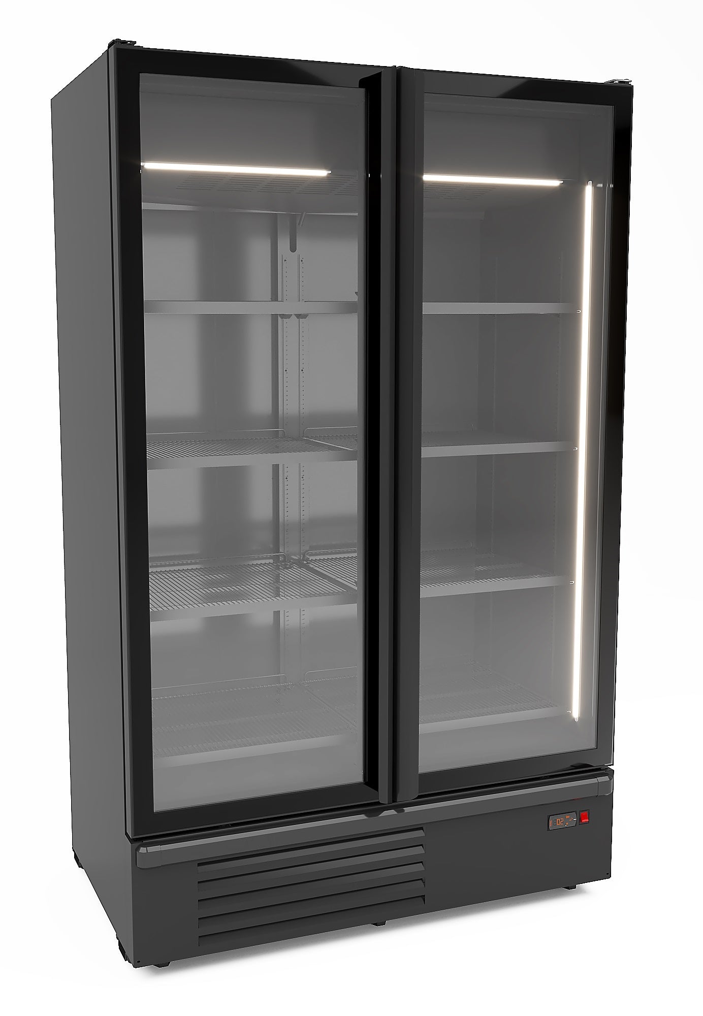 Fryseskap 2 glassdører sort 1230l